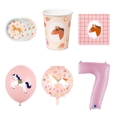 7-årskalas, Hästkalas, kalaspaket, 6 gäster – översikt av ingående produkttyper