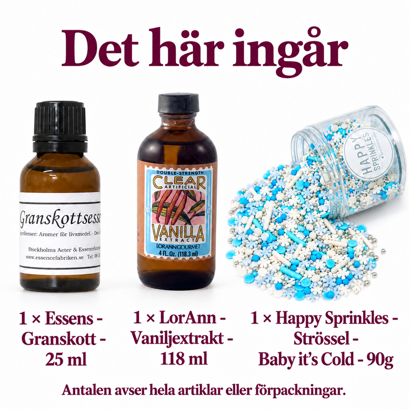 Det här ingår i Granskottsmaränger med vit vanilj och vinterpärlor
