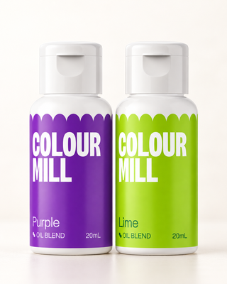 Halloween duo i bakmiljö – Colour Mill Oil Blend Purple och Lime, 2 × 20 ml