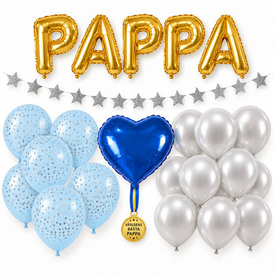 PAPPA – dekorationspaket till fars dag – blått & silver