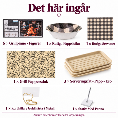 Det här ingår i Grillspettsprovning för sex – tre smaker på ett märkt bord