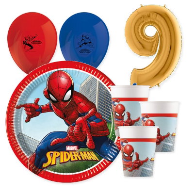 9-årskalas, Spiderman, kalaspaket, 8 gäster – samlad paketbild