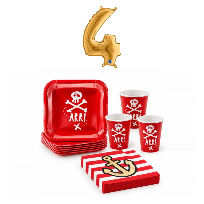 4-årskalas, Piratkalas, kalaspaket, 6 gäster – sammansatt bild av paketets produkter