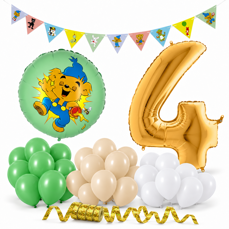 Bamse 4 år – dekorationspaket Skog – paketets produkter