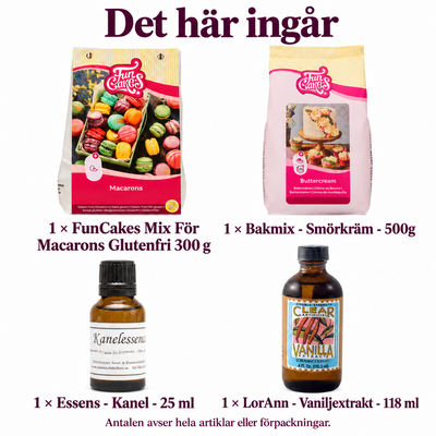 Det här ingår i Kanelmacarons med vit vaniljfyllning