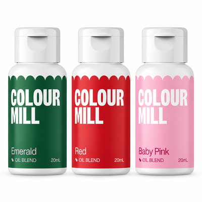 Jultrio rosa, 3 flaskor Colour Mill Oil Blend à 20 ml
