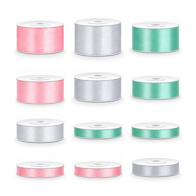 Satinbandspaket – Pastelljul – 12 rullar – hela paketet
