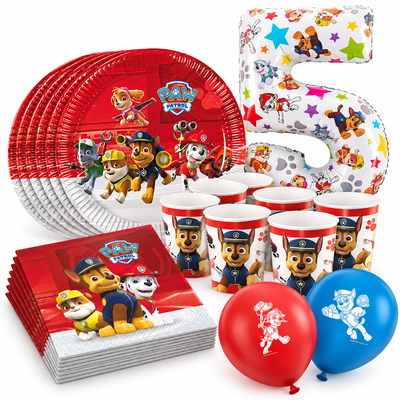 5-årskalas, Paw Patrol, kalaspaket, 8 gäster – samlat paketinnehåll