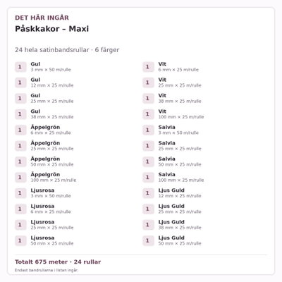 Det här ingår – Satinbandspaket – Påskkakor – Maxi – 24 rullar
