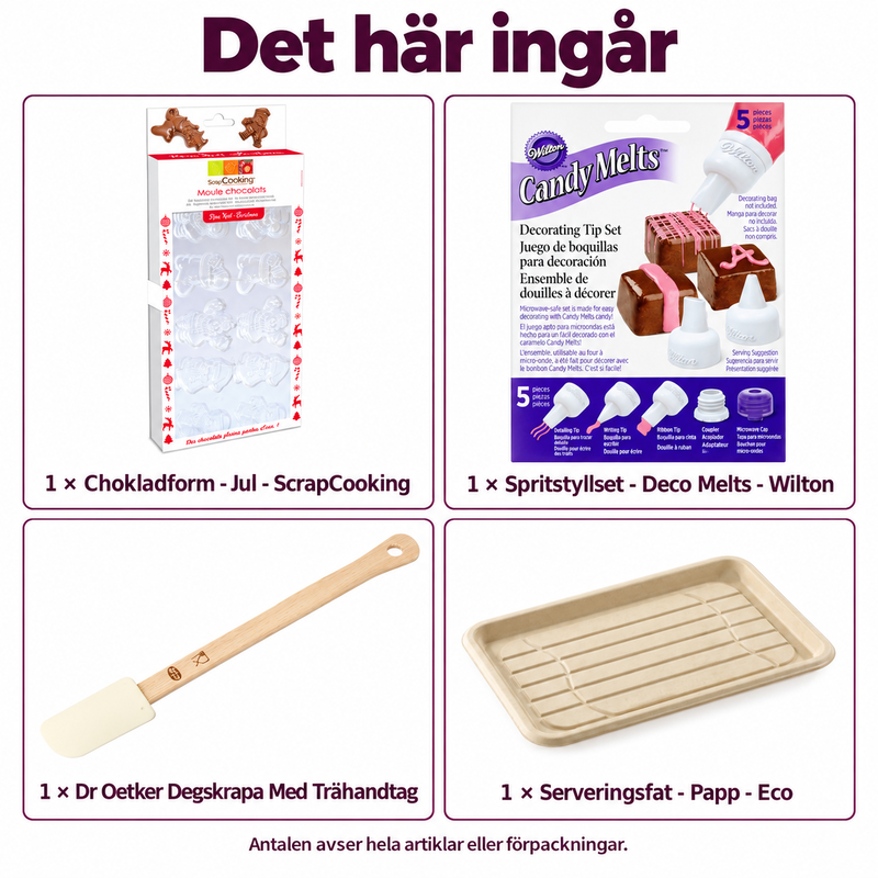 Det här ingår: Tvåfärgade julfigurer – gjut, spritsa och duka fram
