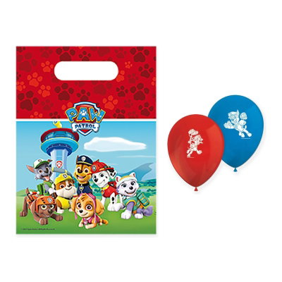 Paw Patrol – kalaspåsar och ballonger – för 6 gäster