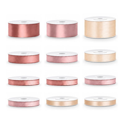 Satinbandspaket – Dusty rose dop – 12 rullar – hela paketet