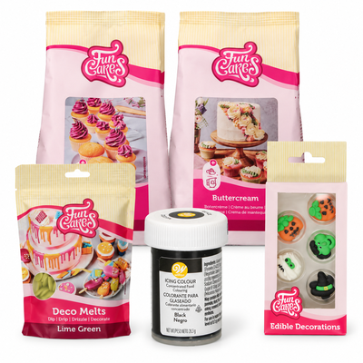 Häxgrytor av cupcakes med limegrönt dropp