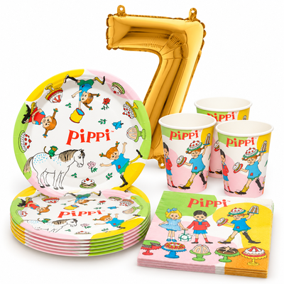 7-årskalas, Pippi Långstrump, kalaspaket, 8 gäster – paketets innehåll