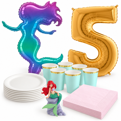 5-årskalas, Sjöjungfrukalas, kalaspaket, 6 gäster – samlat paketinnehåll