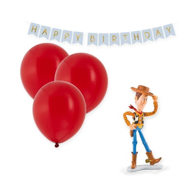 Toy Story, dekorationspaket med Woody och ballonger – samlat paketinnehåll