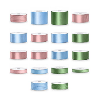 Satinbandspaket – Scrapbooking pastell – Stor – 18 rullar – hela paketet