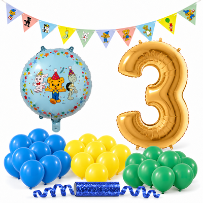 Bamse 3 år – dekorationspaket Klassiker – paketets produkter