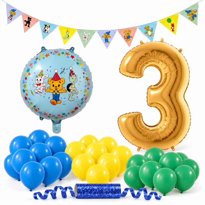 Bamse 3 år – dekorationspaket Klassiker – paketets produkter
