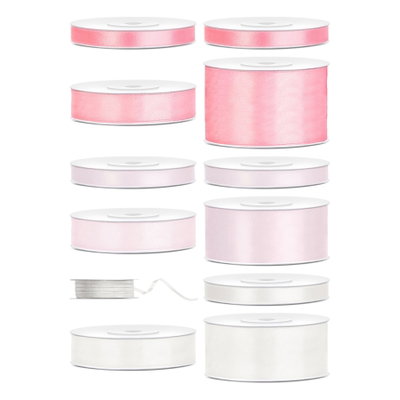 Satinbandspaket – Kakpåsar rosa – 12 rullar – hela paketet
