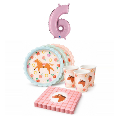 6-årskalas, Hästkalas, kalaspaket, 6 gäster – sammansatt bild av paketets produkter