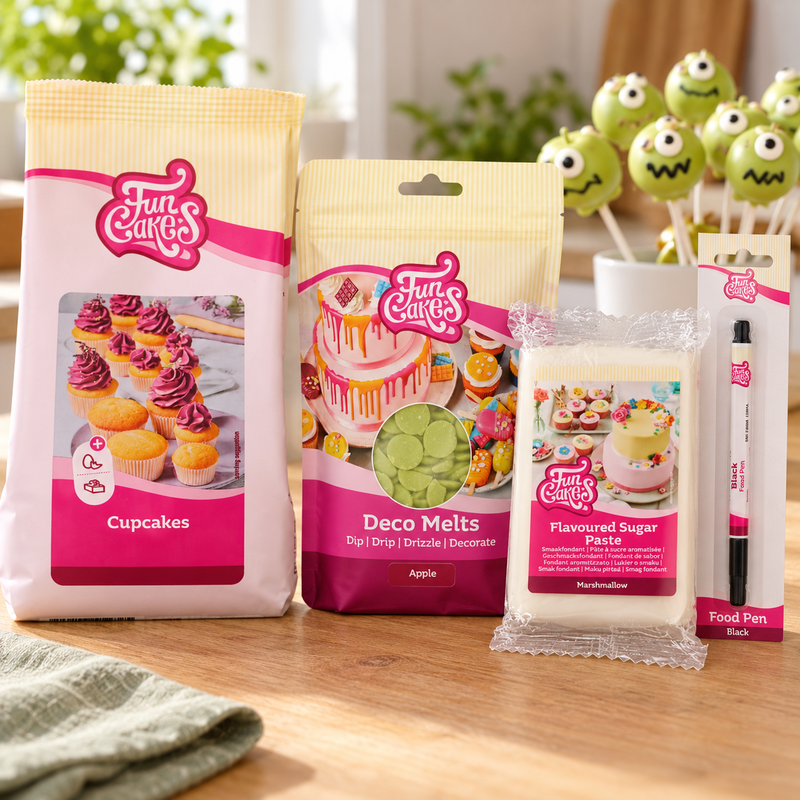 Miljöbild: Gröna äppelmonster – cake pops med handritade ansikten