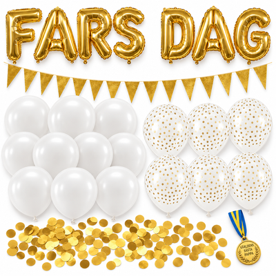 FARS DAG – dekorationspaket till fars dag – vitt & guld