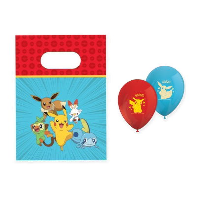 Pokémon – kalaspåsar och ballonger – för 8 gäster