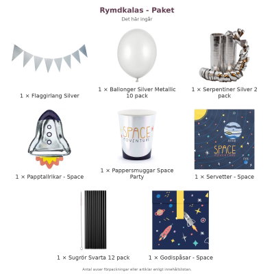 Rymdkalas - Paket – innehåll och antal förpackningar