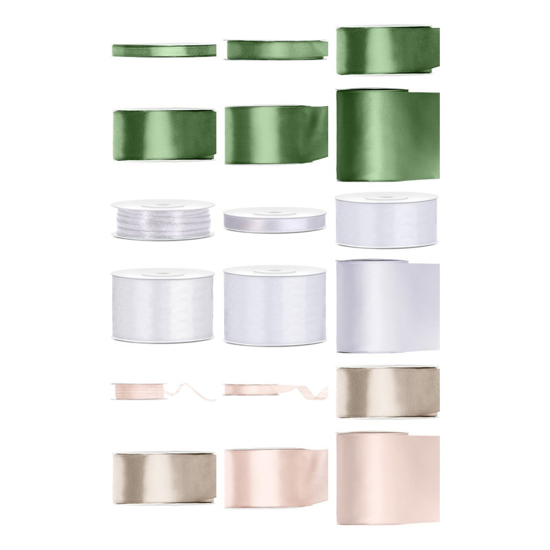 Satinbandspaket – Salvia babyshower – Stor – 18 rullar – hela paketet