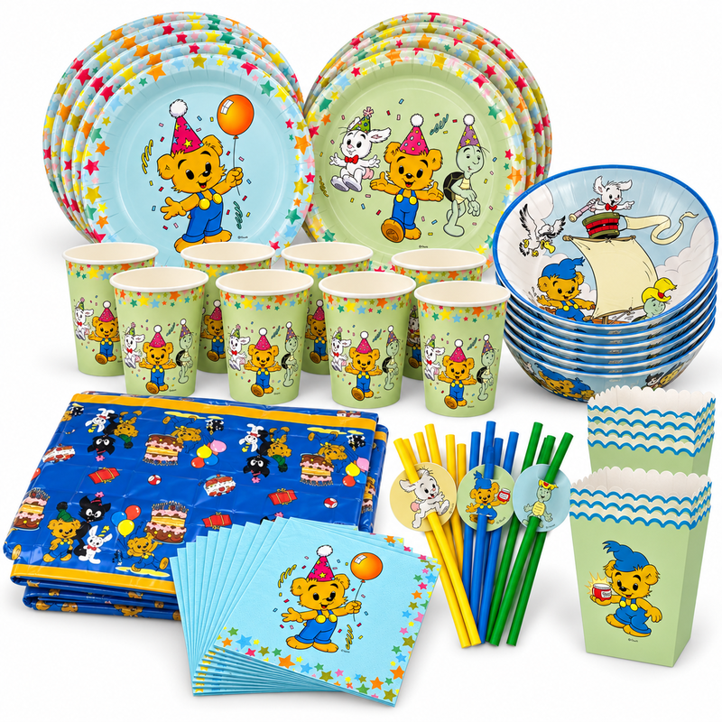 Bamse Party – dukningspaket Extra för 8 gäster – paketets produkter
