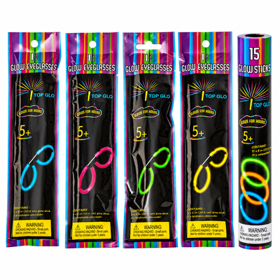 Mellopubliken – fyra glowsticksglasögon och lysande armband – paketöversikt