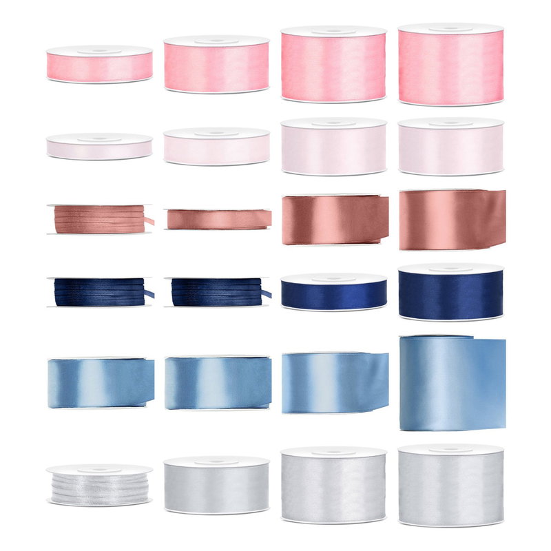 Satinbandspaket – Rosa festbord – Maxi – 24 rullar – hela paketet