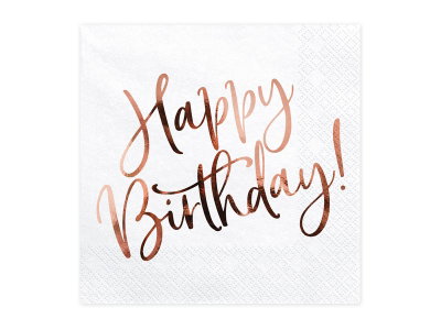 Servetter - Happy Birthday - Roséguld