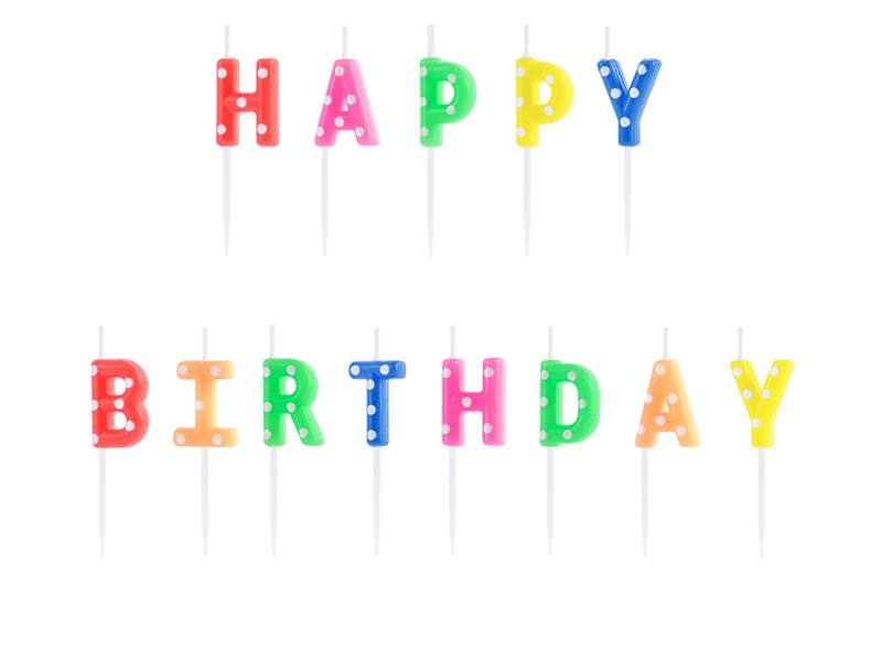 Tårtljus - Färgglad - Happy Birthday