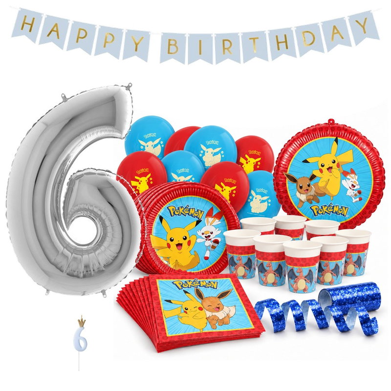 Pokémon – 6-årskalas – kalaspaket för 8 gäster – paketets produkter