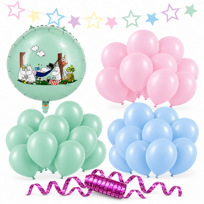 Mumin – dekorationspaket Pastell – paketets produkter
