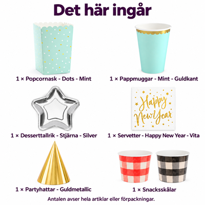 Det här ingår i Nyår framför tv:n för sex – popcorn och silverstjärnor