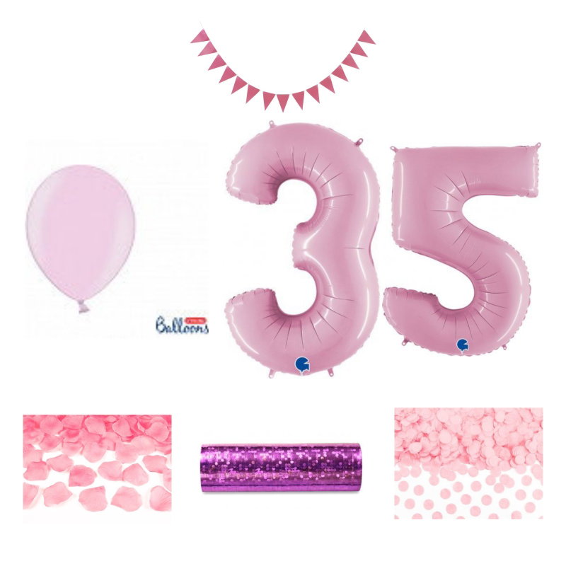 35-års festpaket, Rosa, Stor – sammansatt produktbild
