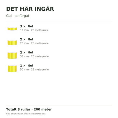 Det här ingår – Satinbandspaket – Gul – 8 rullar