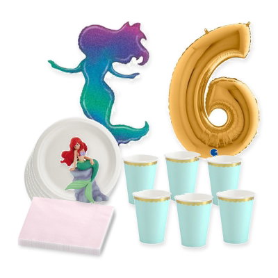 6-årskalas, Sjöjungfrukalas, kalaspaket, 6 gäster – samlat paketinnehåll