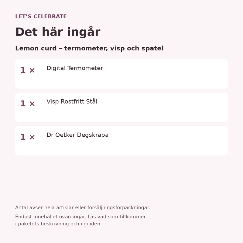 Paketets innehåll och antal försäljningsförpackningar.