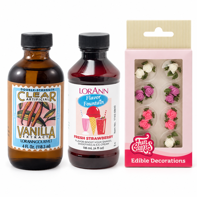 Produktöversikt: Vaniljmarängnästen med jordgubbsyoghurt och ros