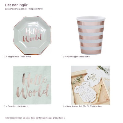 Babyshower på jobbet – fikapaket för 8 – exakt innehåll och antal förpackningar