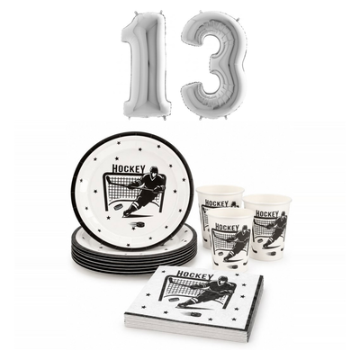 13-årskalas, Hockey, kalaspaket, 8 gäster – sammansatt bild av paketets produkter
