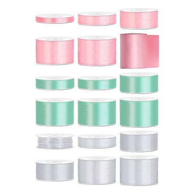 Satinbandspaket – Pastelljul – Stor – 18 rullar – hela paketet