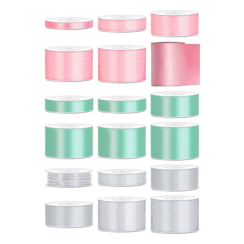 Satinbandspaket – Pastelljul – Stor – 18 rullar – hela paketet