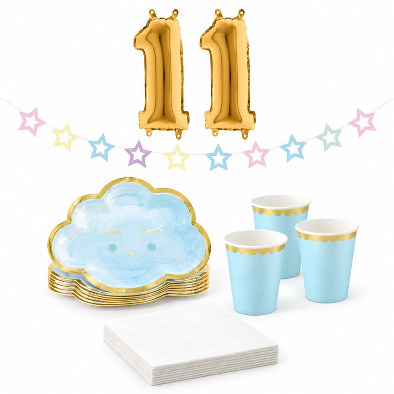11-årskalas, Pyjamasparty – moln och stjärnor, kalaspaket, 6 gäster – paketets produkter
