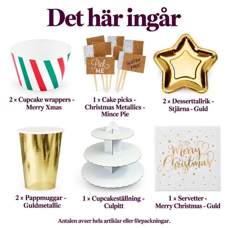 Det här ingår i Saffranscupcakes till tolv – julbuffé i tre nivåer