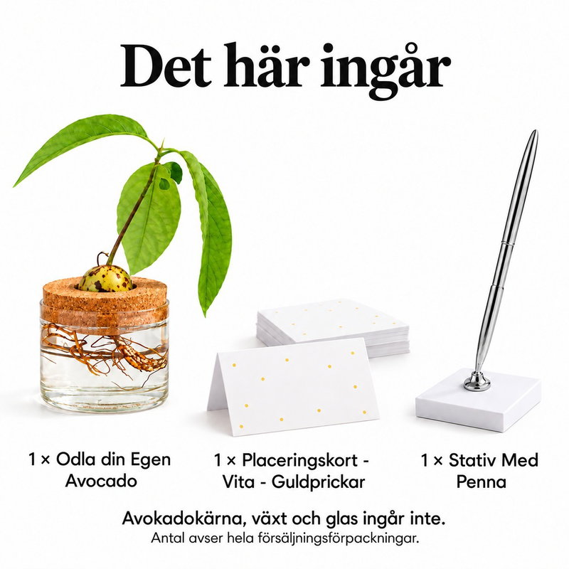 Gro en avokado – följ och märk ditt första odlingsförsök – innehåll och antal försäljningsförpackningar
